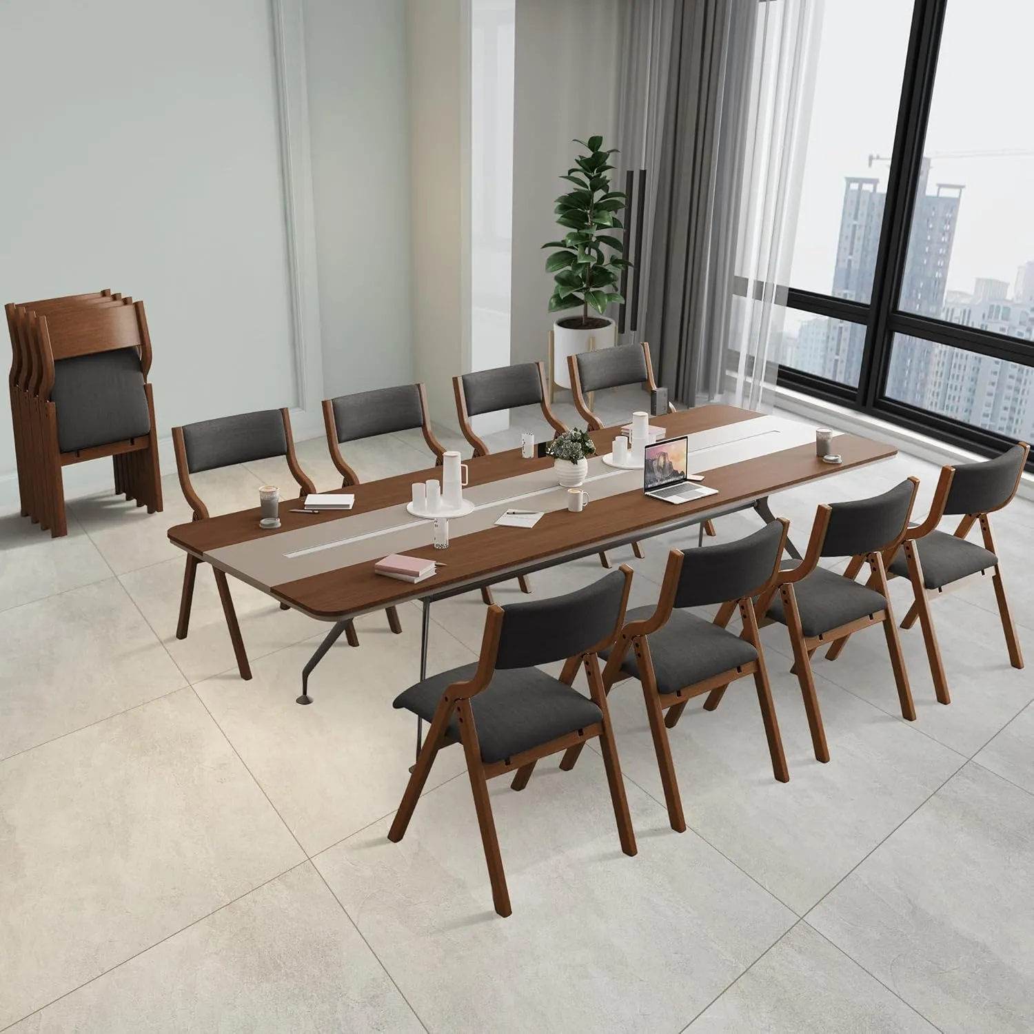Ball & Cast Folding Dining Chairs Set of 2,Portable Kitchen Chairs with Padded Cushions,Ergonomical Design,Foldable Wood Dining Chairs for Dining Room,Restaurant,Kitchen,Office,Indoor,Dark Grey Walnut
