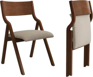 Ball & Cast Folding Dining Chairs Set of 2,Portable Kitchen Chairs with Padded Cushions,Ergonomical Design,Foldable Wood Dining Chairs for Dining Room,Restaurant,Kitchen,Office,Indoor,Taupe Walnut