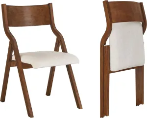 Ball & Cast Upholstered Folding Chairs Set of 2, Kitchen Dining-Chair w/Solid Wood Frame, Portable Activity Neeting Chair,No Assembly Needed, Easy Carry and Storage,Walnut Taupe