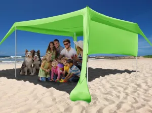 Beach Canopy Tent Shade with Sidewalls 10x10FT, 6.6FT Tall, UPF50  Sun Shelter, Windproof & Water Resistant, Includes Guylines Sand Shovel Stability Poles, Easy Up for Beach Outdoor Camping Backyard