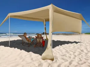 Beach Canopy Tent Shade with Sidewalls 10x10FT, 6.6FT Tall, UPF50  Sun Shelter, Windproof & Water Resistant, Includes Guylines Sand Shovel Stability Poles, Easy Up for Beach Outdoor Camping Backyard