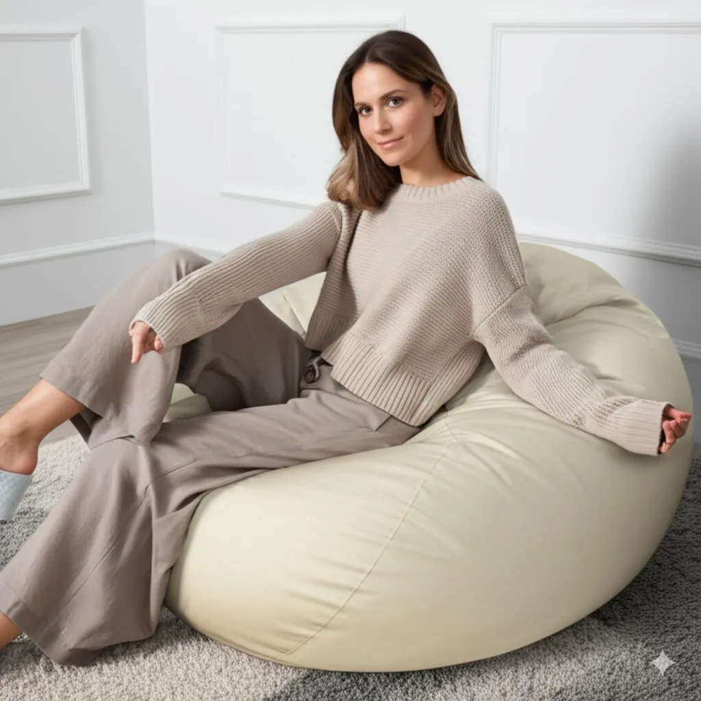 Beanbag Chair Cover with Liner Only Removable 3ft (No Filler) Luxurious Microfiber Suede Beanbag Cover for Adults Indoor Pear Style Large - Light Brown