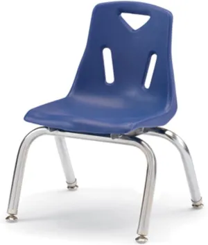 Berries 8140JC1003 Stacking Chair with Chrome-Plated Legs, 10" Height, Blue