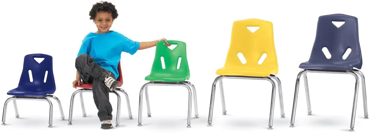 Berries 8140JC1003 Stacking Chair with Chrome-Plated Legs, 10" Height, Blue