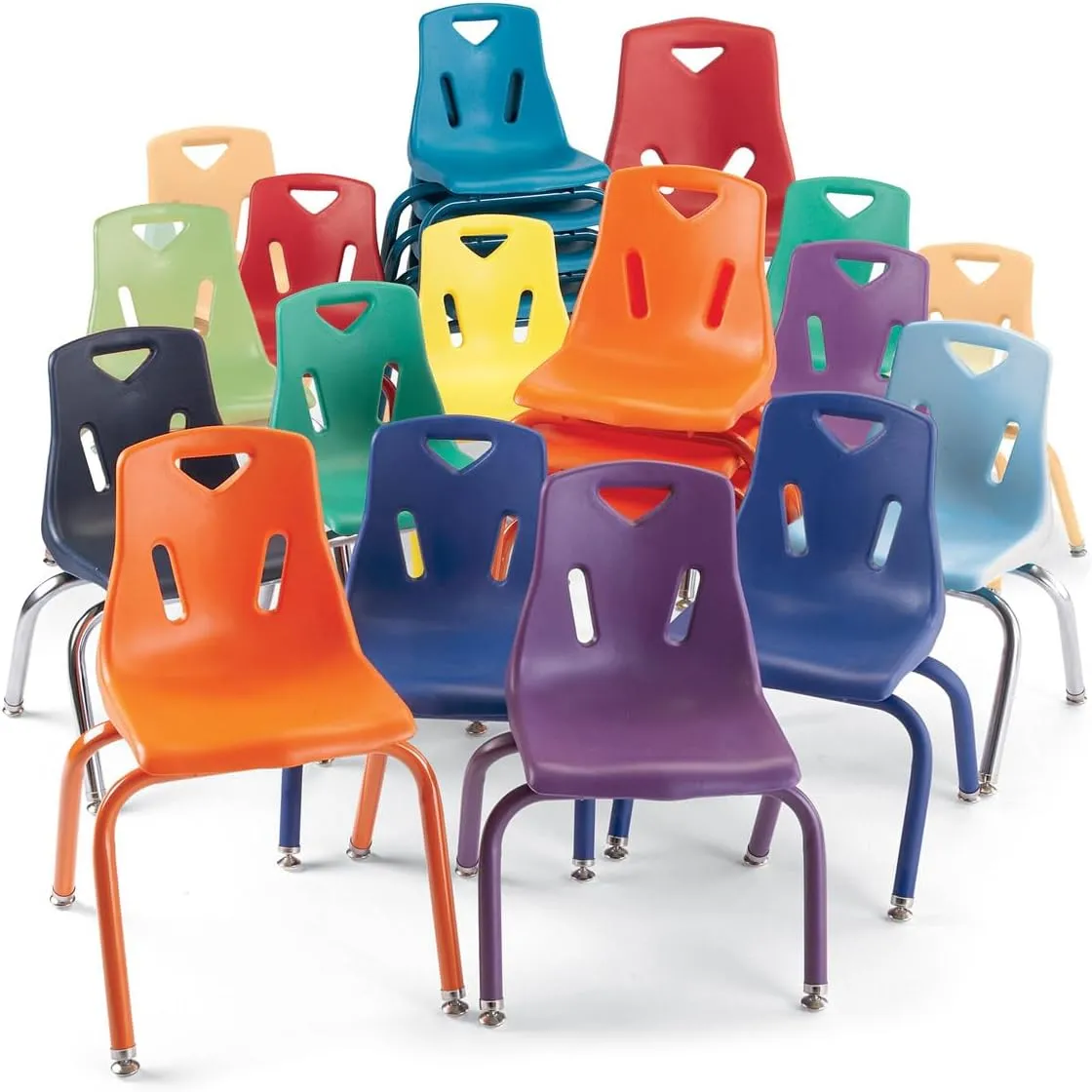 Berries 8140JC1003 Stacking Chair with Chrome-Plated Legs, 10" Height, Blue