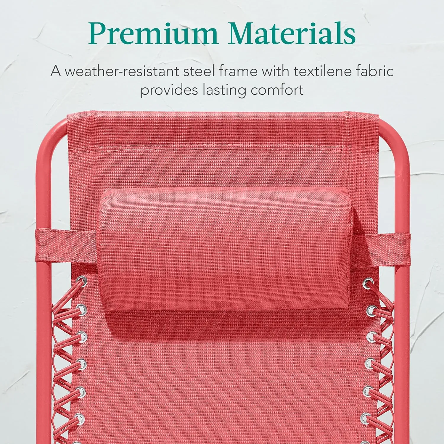 Best Choice Products Adjustable Zero Gravity Chair, Monochromatic Color Folding Patio Recliner w/Side Tray, Headrest - Coral