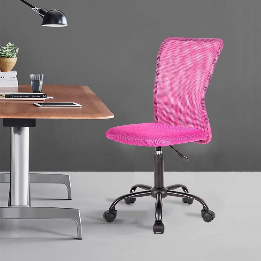 BestOffice Ergonomic Office Chair Desk Chair Mesh Computer Chair Armless Back Support Modern Executive Rolling Swivel Chair with Lumbar Support(Pink)