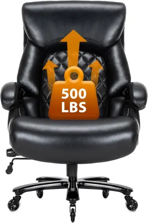 Big and Tall Office Chair for Heavy People, 500LBS High Back Extra Wide Heavy Duty Executive Office Chair Comfortable for Home Office, Large Computer Desk Chair with Adjustable Lumbar Support Black