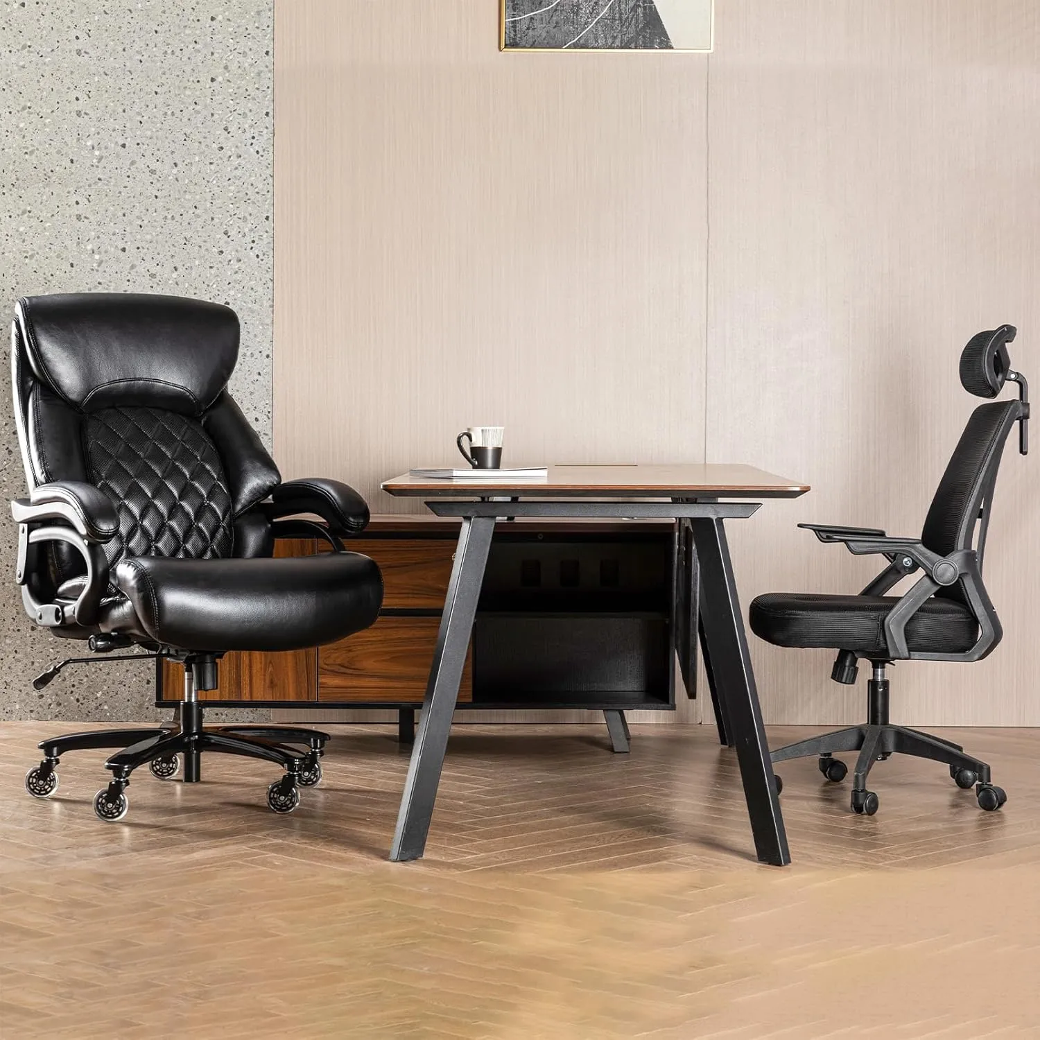 Big and Tall Office Chair for Heavy People, 500LBS High Back Extra Wide Heavy Duty Executive Office Chair Comfortable for Home Office, Large Computer Desk Chair with Adjustable Lumbar Support Black