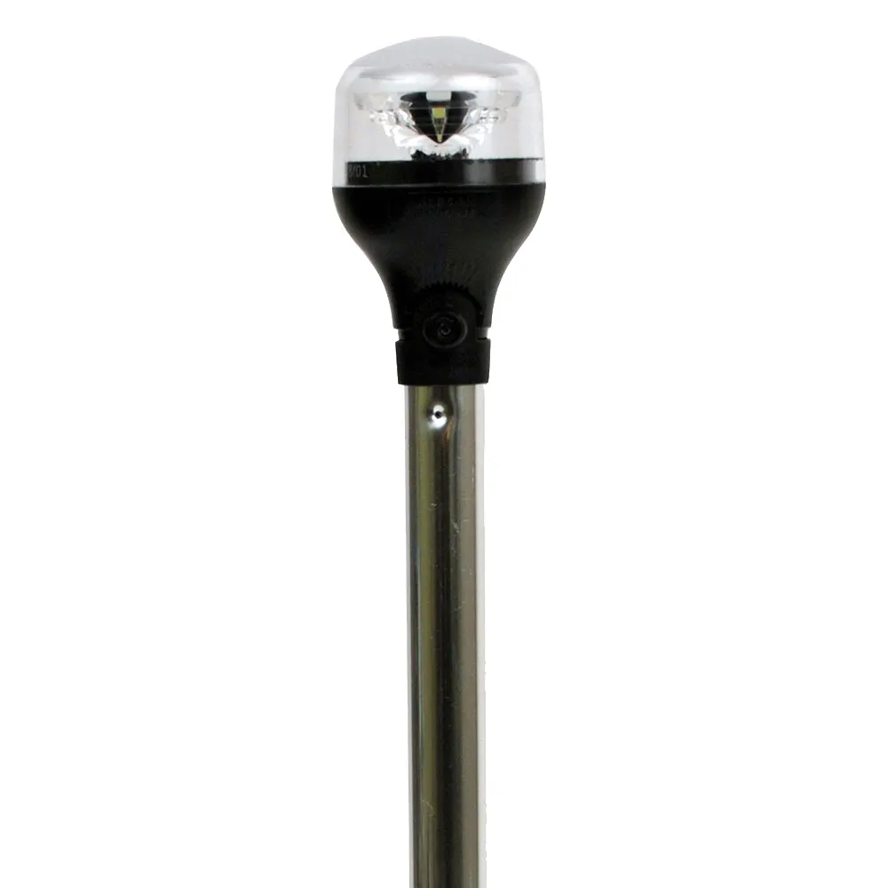 Black Light [5557-PV12A7] Quick-action sale - 12" LightArmor All-Around Composite Vertical - Base Pole Attwood Sophisticated Aluminum w/Adapter