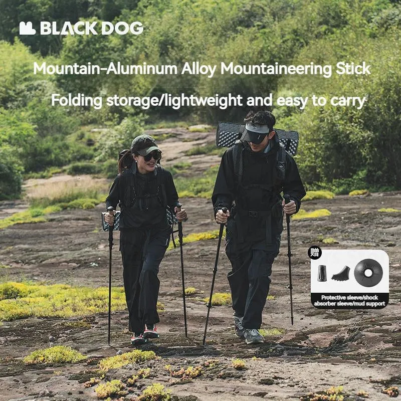 Blackdog Aluminum Alloy Trekking Pole Portable Ultralight Foldable Mountaineering Stick Foldable Climbing Walking Stick Adjustable Telescopic Camping Outdoor