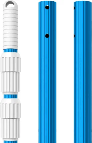 BLIKA 16FT Blue Aluminum Telescopic Swimming Pool Pole, 1.30mm Thickness, Pool Pole Telescopic, Professional Pool Poles for Skimmer Net,Brush,Vacuum Head