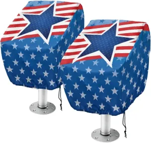 Boat Folding Seat Cover for 2 Pack American Flag Stars-Grade Waterproof Boat Seat Covers - Outdoor Use 23 x 21 x 24 Inch Chair Protective Covers