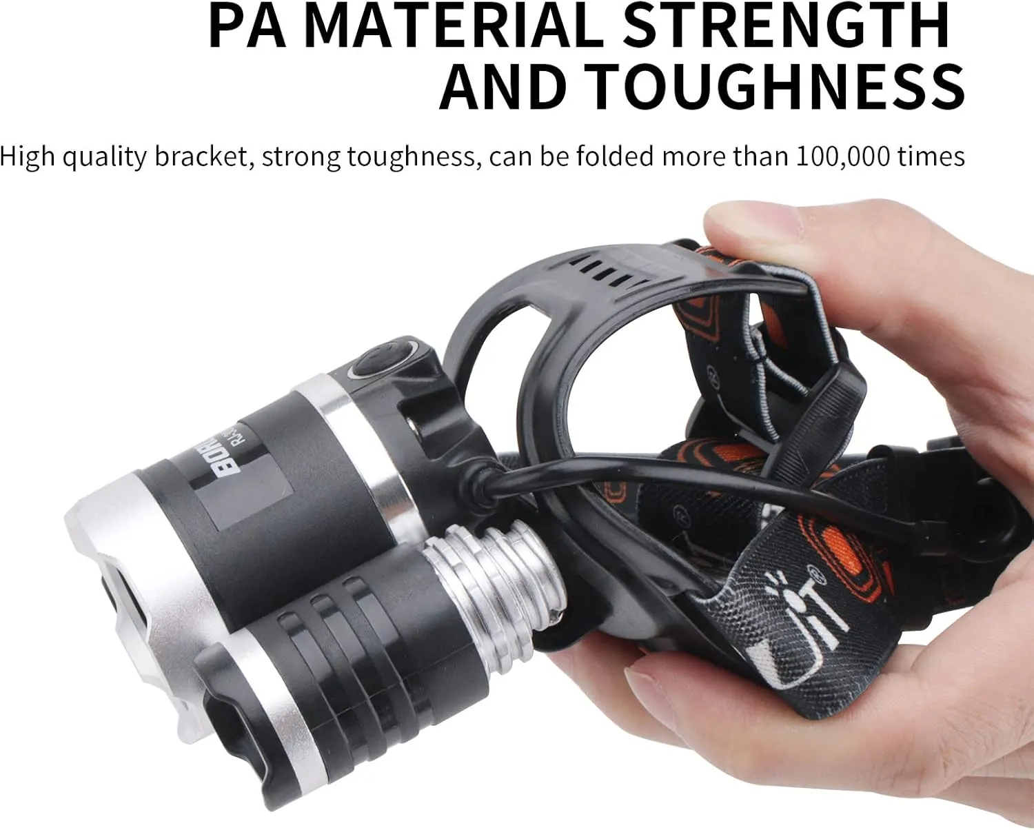 BORUIT RJ-3000 LED Black Light Headlamp,3 Modes White and UV Light Headlamp,Super Bright Rechargeable Blacklight Headlight Head Lamp for Hunting Camping Hiking Fishing Working