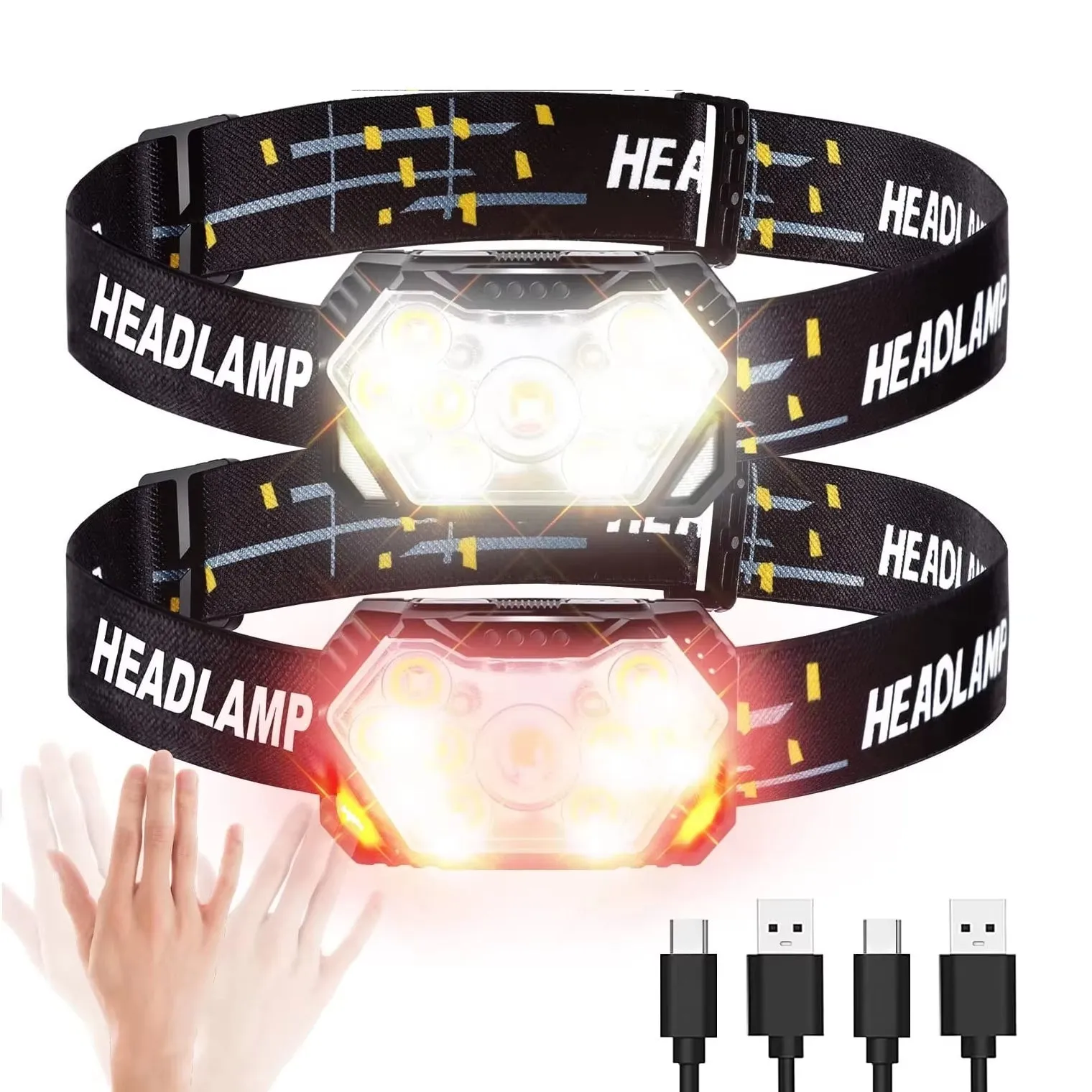 BrightMotion 9 LED Rechargeable Headlamp Flashlight