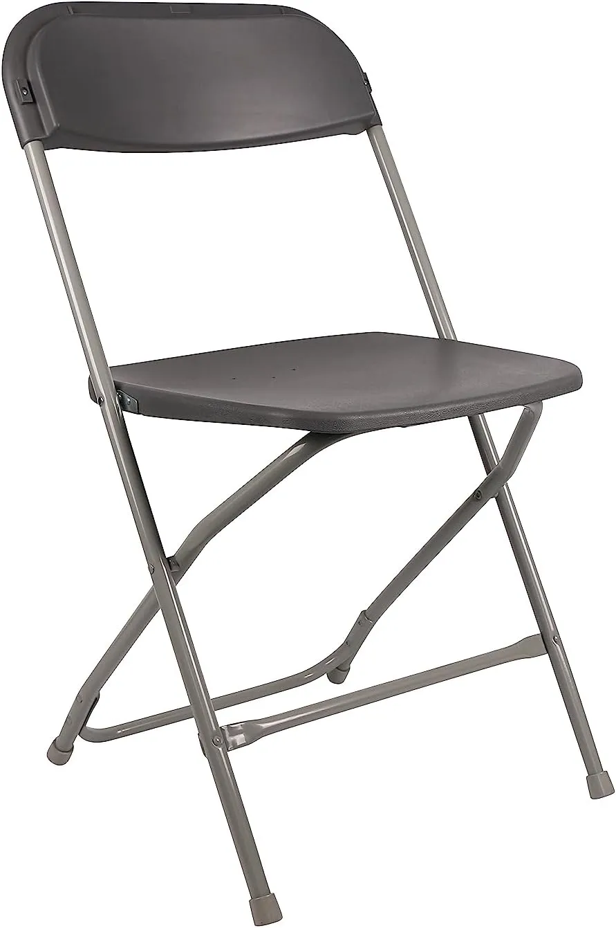 BTExpert Gray Plastic Folding Chair Steel Frame Commercial High Capacity Event Chair lightweight Set for Office Wedding Party Picnic Kitchen Dining Church School Set of 8
