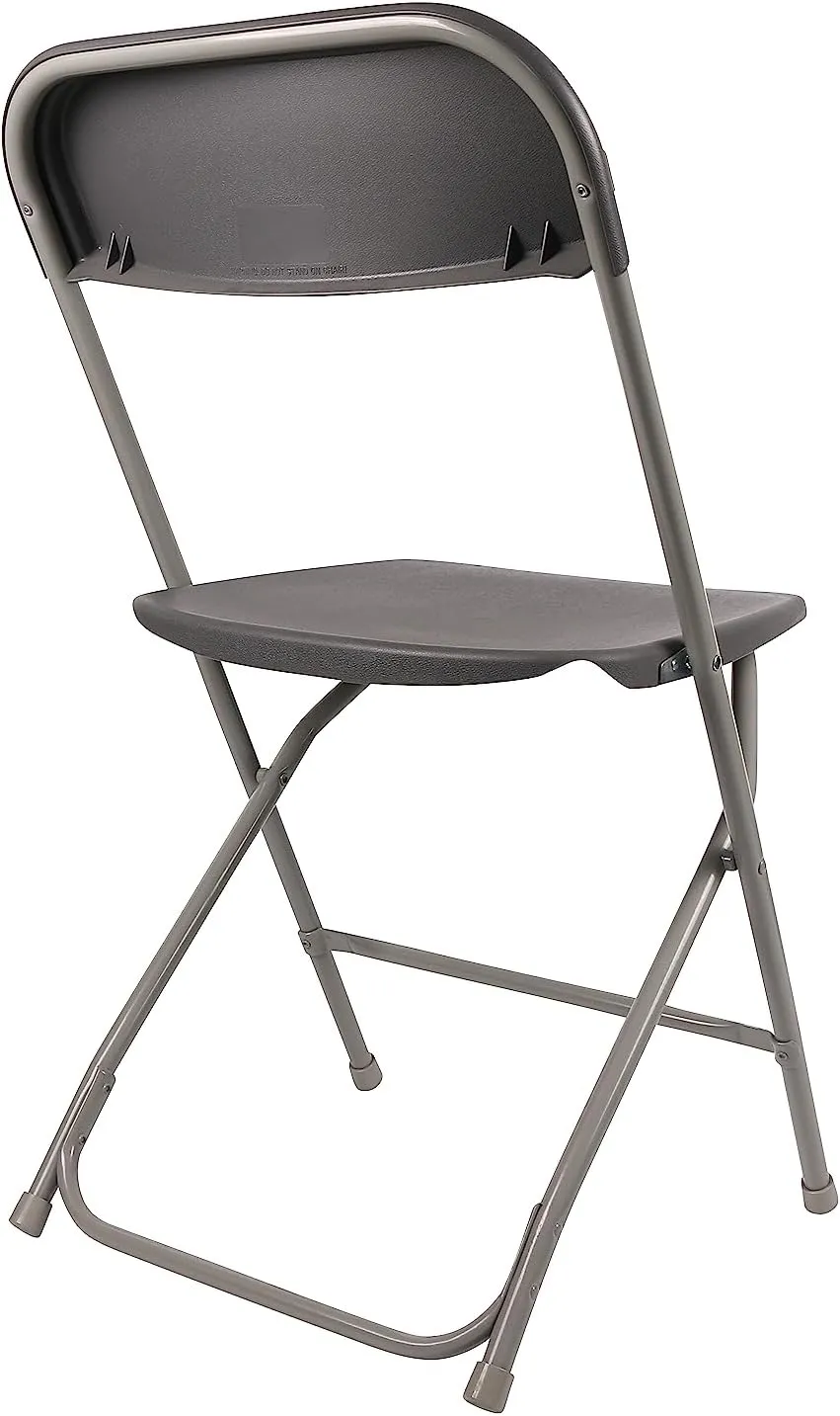 BTExpert Gray Plastic Folding Chair Steel Frame Commercial High Capacity Event Chair lightweight Set for Office Wedding Party Picnic Kitchen Dining Church School Set of 8