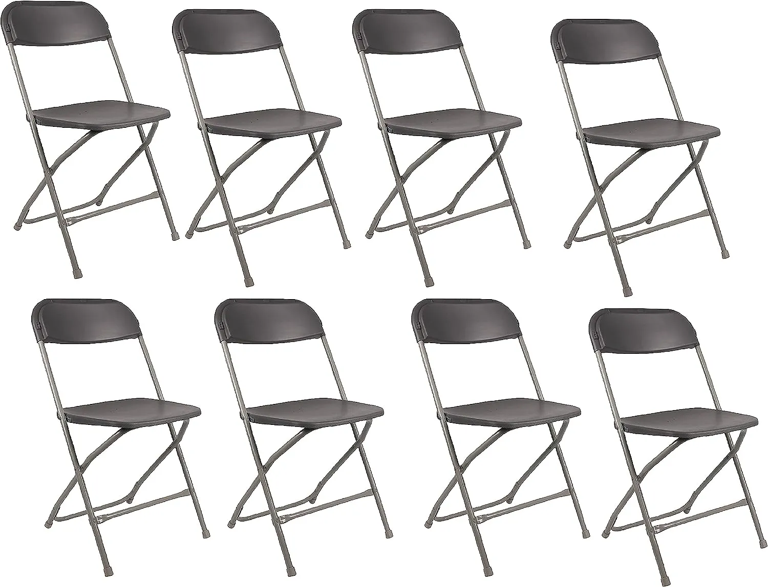 BTExpert Gray Plastic Folding Chair Steel Frame Commercial High Capacity Event Chair lightweight Set for Office Wedding Party Picnic Kitchen Dining Church School Set of 8