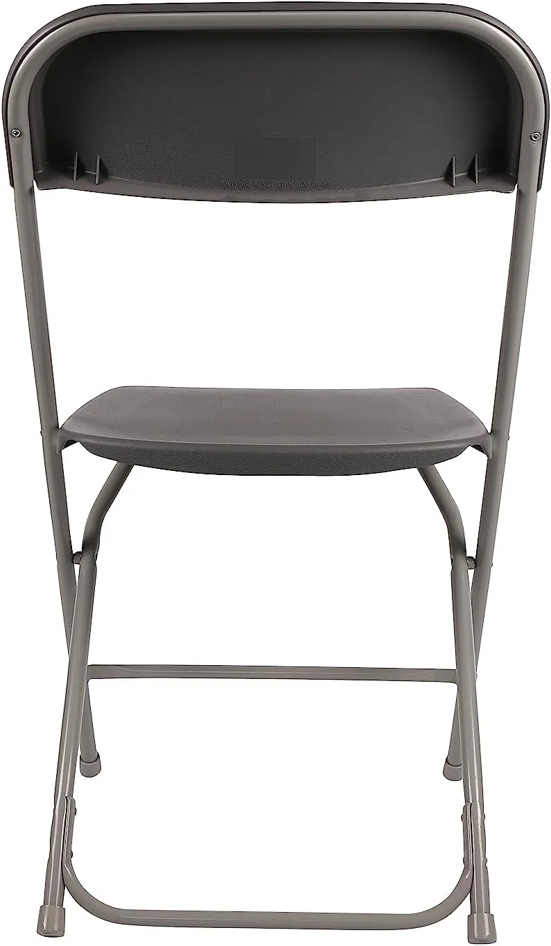 BTExpert Gray Plastic Folding Chair Steel Frame Commercial High Capacity Event Chair lightweight Set for Office Wedding Party Picnic Kitchen Dining Church School Set of 8