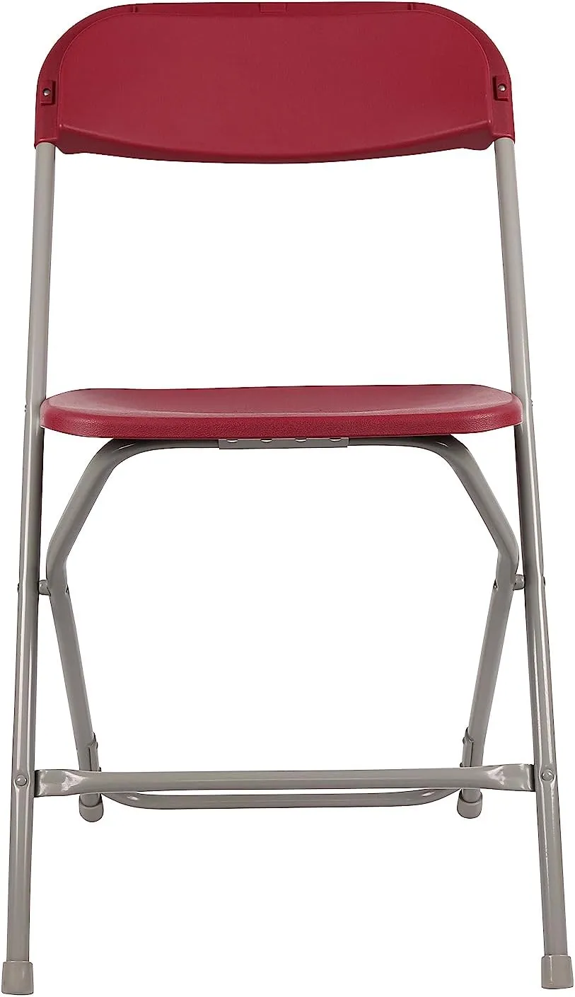 BTExpert Red Plastic Folding Chair Steel Frame Commercial High Capacity Event Chair lightweight Set for Office Wedding Party Picnic Kitchen Dining Church School Set of 4