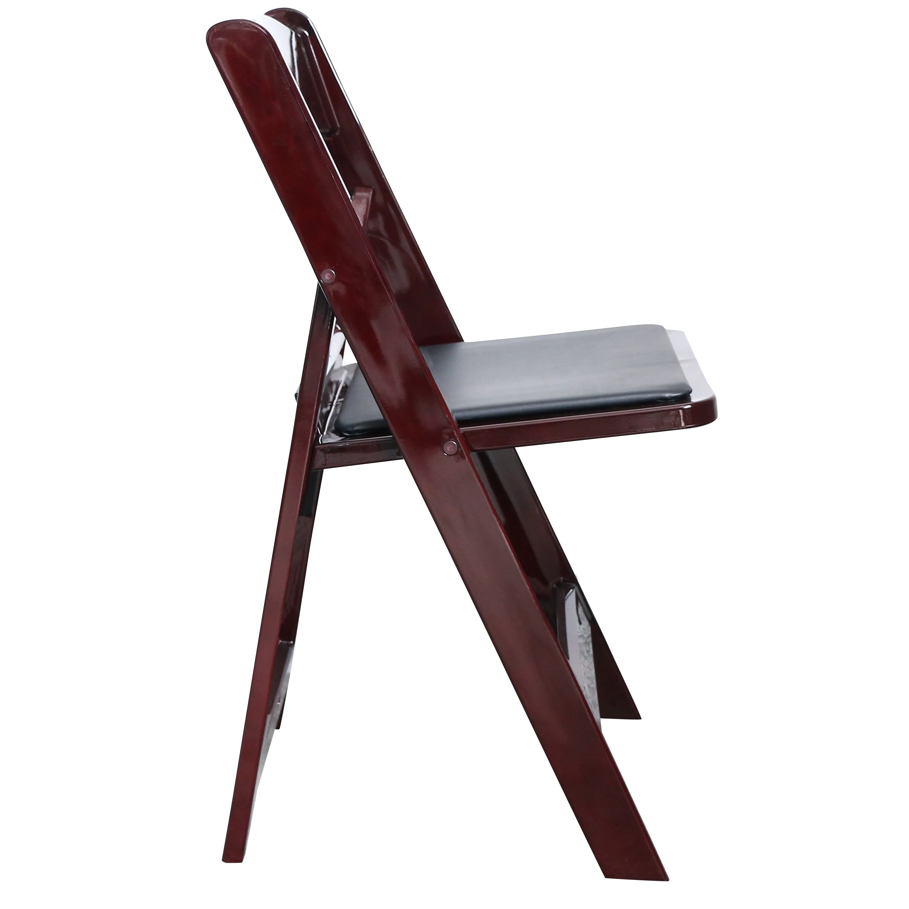 BTExpert Resin Folding Chair Vinyl Padded Seat Indoor Outdoor lightweight Set for Home Event Party Picnic Kitchen Dining Church School Weddings Red Mahogany One