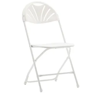 BTExpert White Plastic Folding Chair Steel Frame Commercial High Capacity Event Chair lightweight Wedding Party