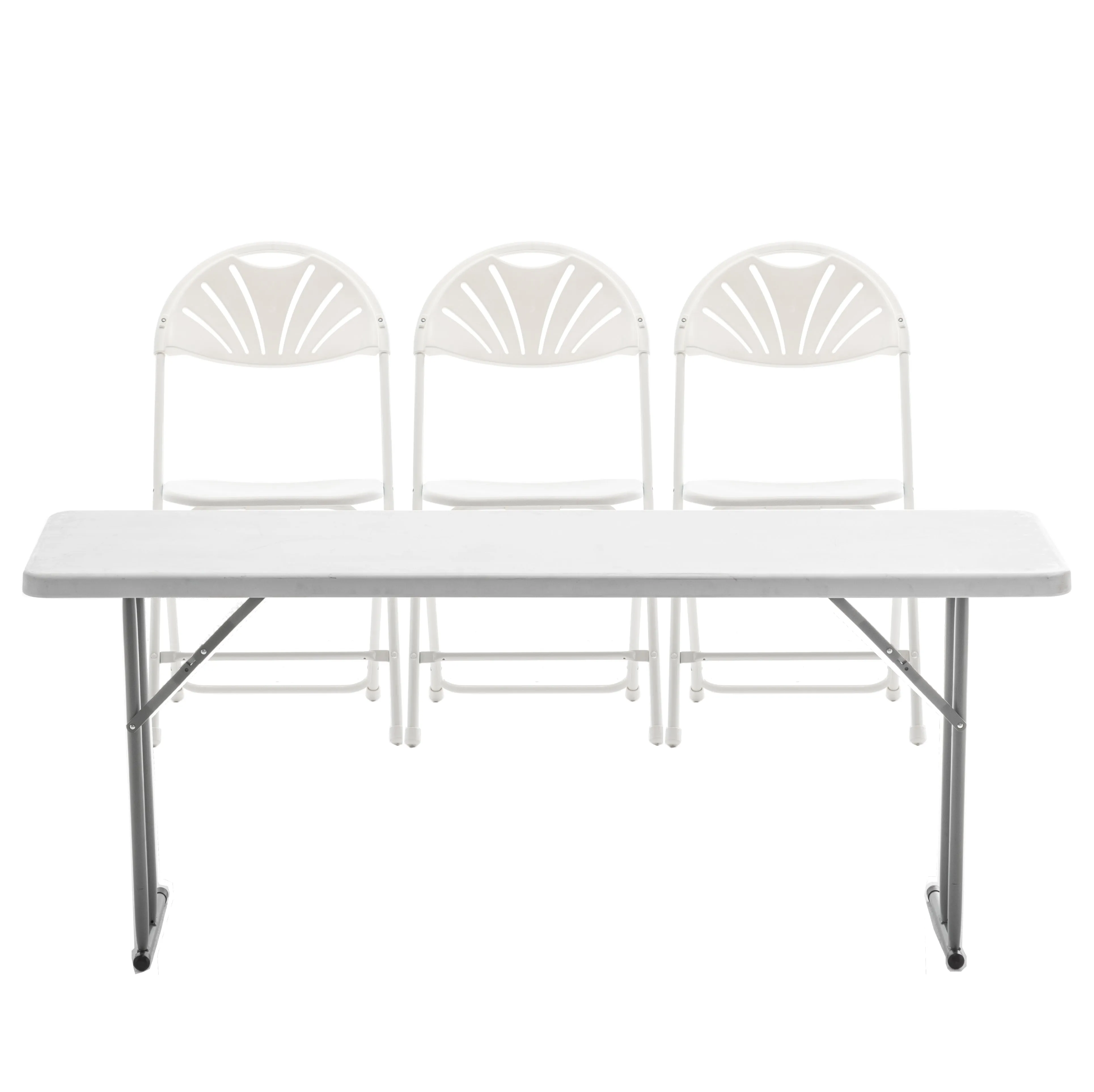 BTExpert White Plastic Folding Chair Steel Frame Commercial High Capacity Event Chair lightweight Wedding Party