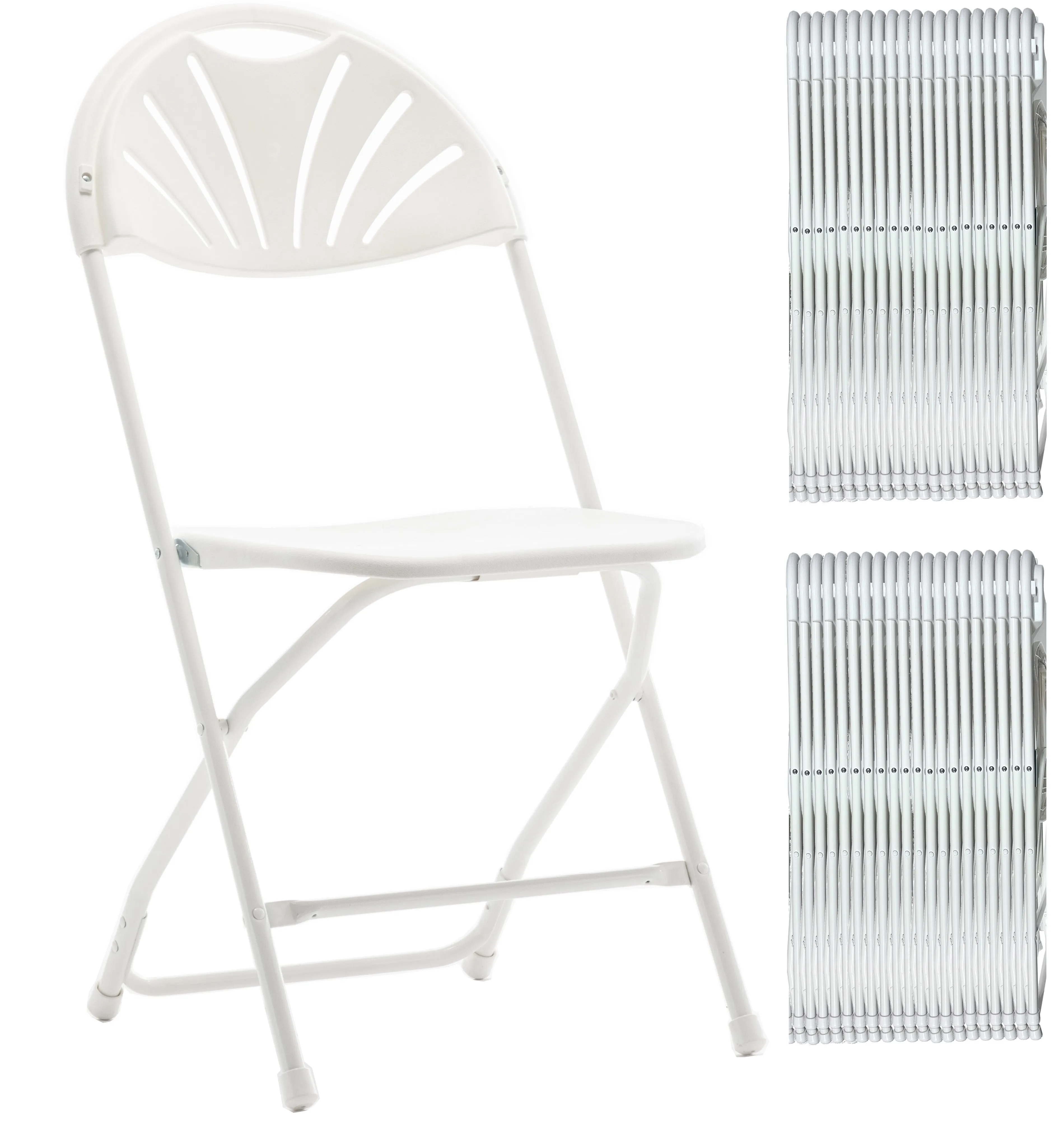 BTExpert White Plastic Folding Chair Steel Frame Commercial High Capacity Event Chair lightweight Wedding Party