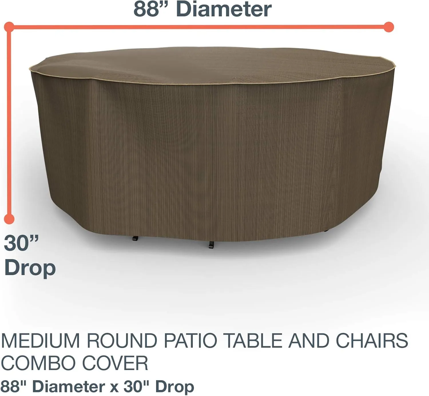 Budge StormBlock Hillside Round Patio Table and Chairs Combo Cover Premium, Outdoor, Waterproof, Medium, Black and Tan Weave