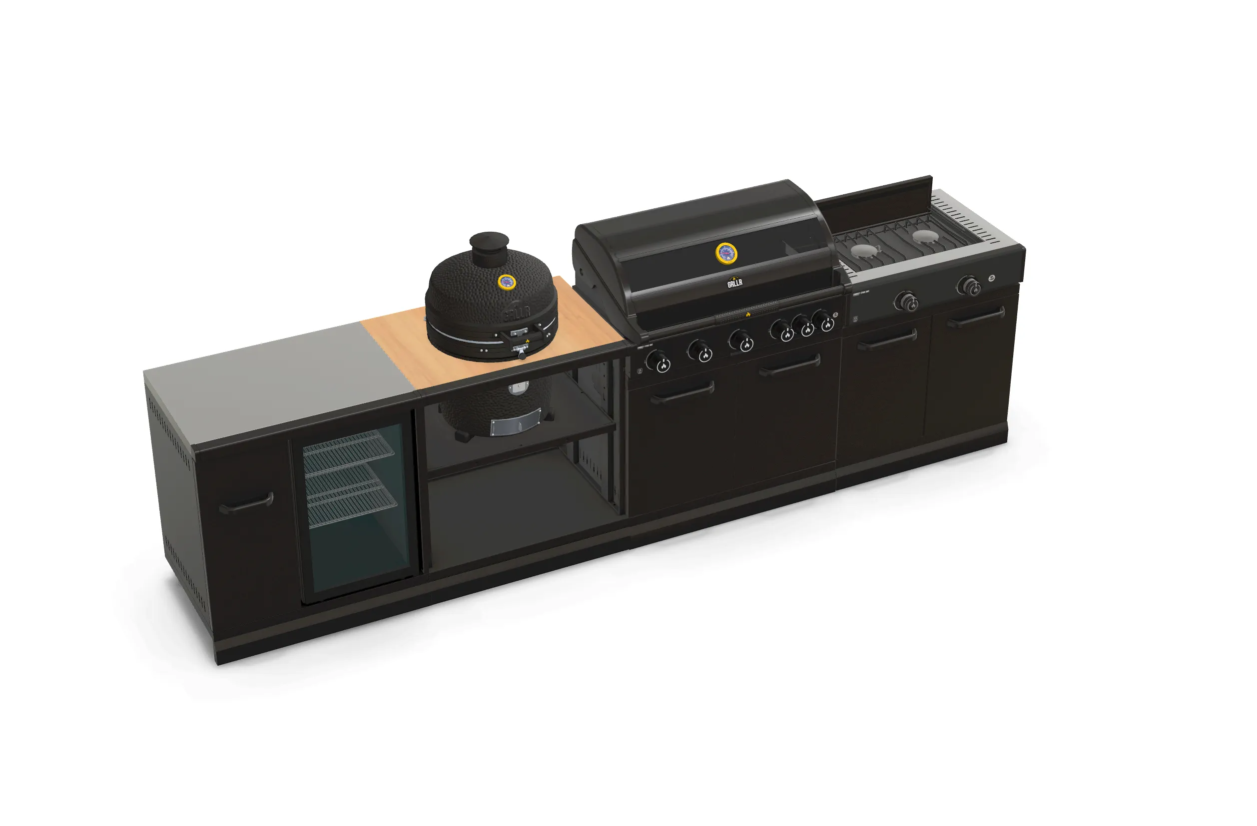 Burner length GRLLR 5 Kitchen Outdoor Wide array unit,Fridge, and Kamado | Smart Full 3.5M BBQ, Stove