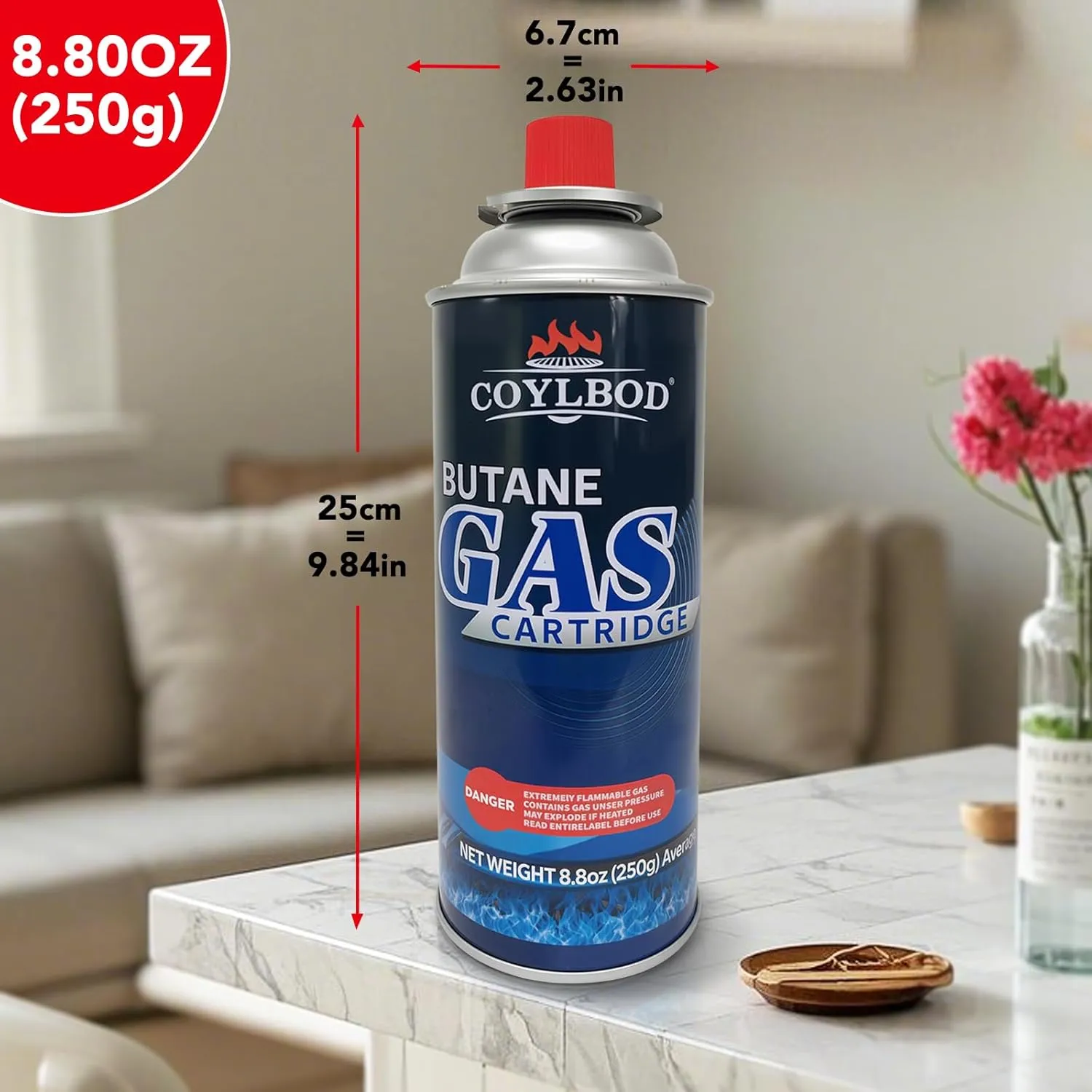 Butane Gas, Butane Fuel Canister, 99.99% Pure Butane Canister with Explosion Proof - RVR System, Butane Fuel for Camping Stove, Kitchen Torch Head (3 Can)