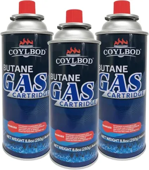 Butane Gas, Butane Fuel Canister, 99.99% Pure Butane Canister with Explosion Proof - RVR System, Butane Fuel for Camping Stove, Kitchen Torch Head (3 Can)
