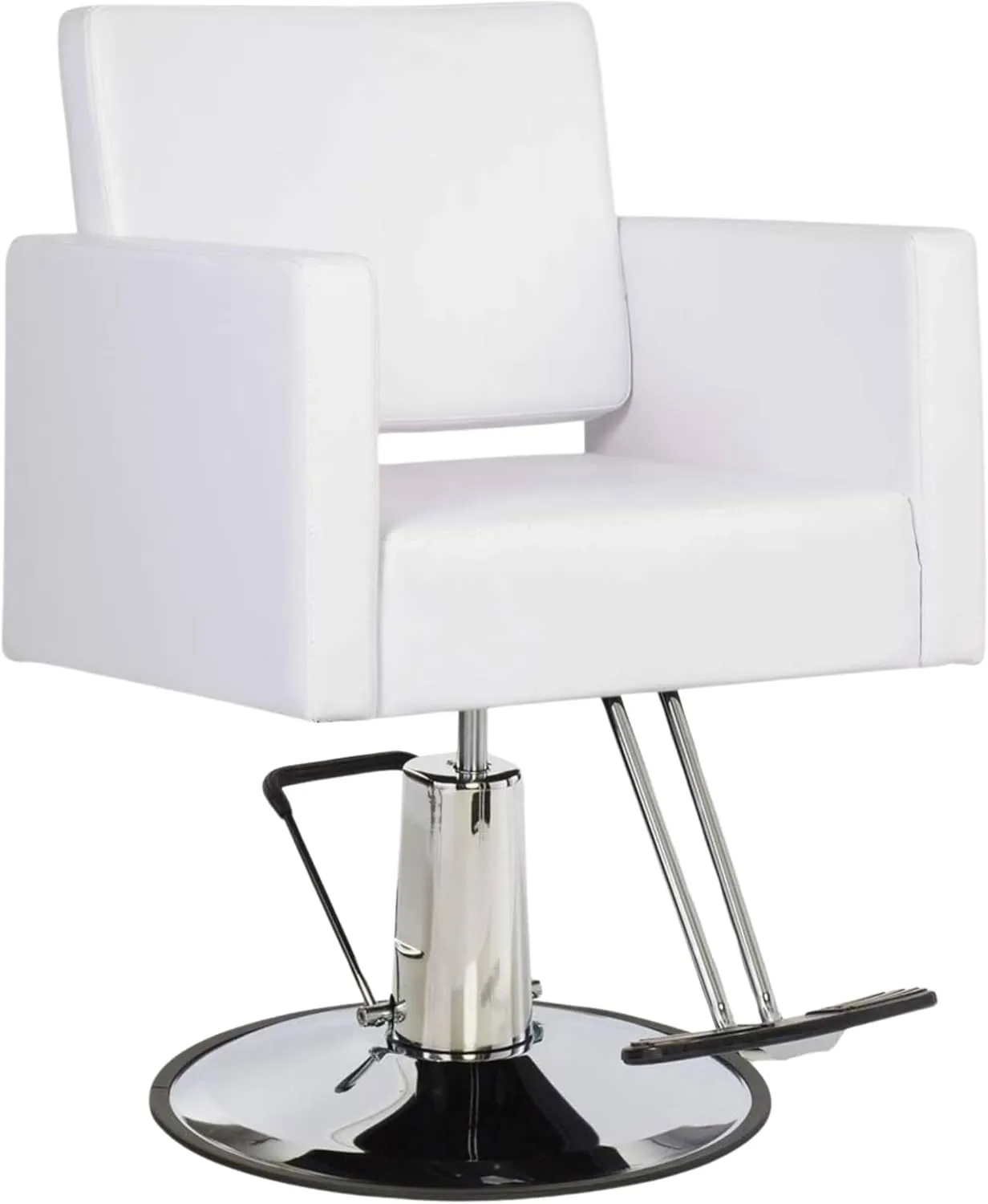 Buy-Rite Salon & Spa Equipment Christina Styling Chair for Professional Salons & Barbers, Wide Seat, Heavy-Duty Stainless Base, Hydraulic Pump, in White, YLG-195 (White)