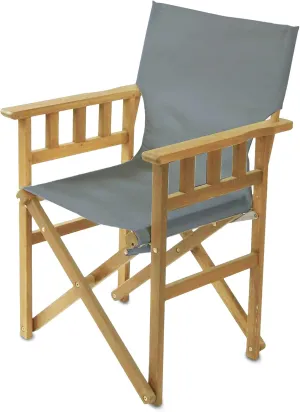BYER OF MAINE Pangean Campaign Chair – Lightweight, Portable Ash Wood Folding Chair with Heavy-Duty Canvas Sling – Ideal Patio, Deck & Camping Seat (20″D × 23″W × 36″H, 250 lbs) in Granite