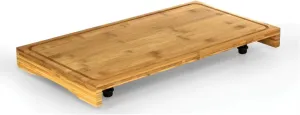 Camco Bamboo Stove Top Work Surface with Adjustable Legs & Built in Juice Groove - Covers Stove Top to Create Additional Kitchen Workspace - 2 Burner (43547)