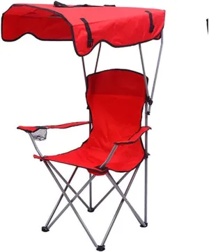 Camping Chair Camping Chair with Shade Canopy Chair, Folding Recliner, Adjustable Outdoor Beach Lightweight Sunshade Folding Chairs Folding Chair (Color : Blue, Size : 5, 50*50*90cm, Rosso