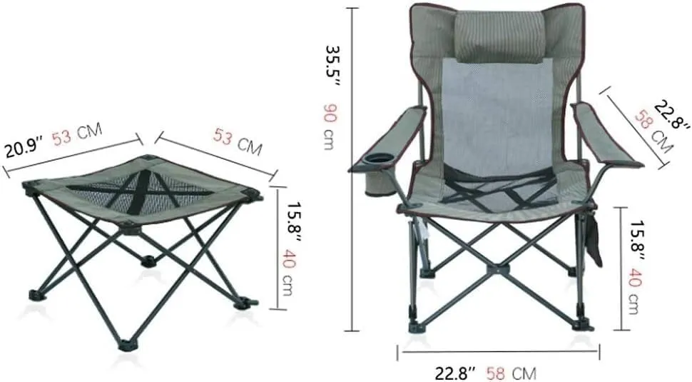 Camping Chair Folding Recliner Portable Chair with Cup Holder Detachable Side Table and Carrying Bag with Pillow Fishing Chair(Color:A)