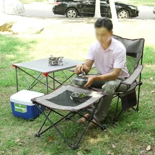 Camping Chair Folding Recliner Portable Chair with Cup Holder Detachable Side Table and Carrying Bag with Pillow Fishing Chair(Color:A)