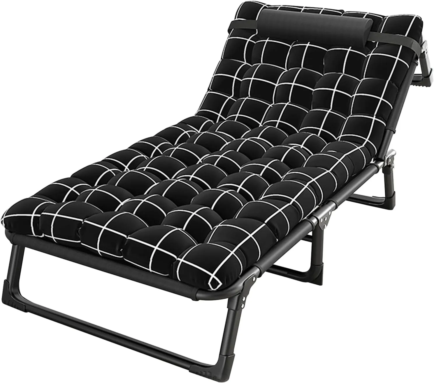 Camping Cot,Comfortable Cot Bed Folding Cot with Pillow&Mattress,Outdoor Lounge Chair Sleeping Cot Bed for Traveling Hiking Office 75cm