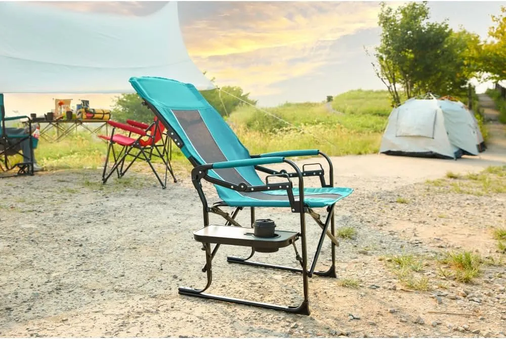 Camping Directors Chair, Heavy Duty,Oversized Portable Folding Chair with Side Table, Pocket for Beach, Fishing,Trip,Picnic,Lawn Blue