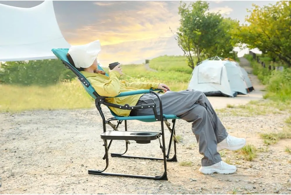 Camping Directors Chair, Heavy Duty,Oversized Portable Folding Chair with Side Table, Pocket for Beach, Fishing,Trip,Picnic,Lawn Blue