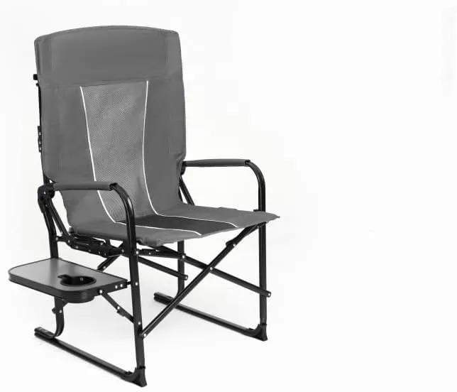 Camping Directors Chair, Heavy Duty,Oversized Portable Folding Chair with Side Table, Pocket for Beach, Fishing,Trip,Picnic,Lawn Grey (Gray   Steel)