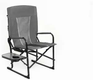 Camping Directors Chair, Heavy Duty,Oversized Portable Folding Chair with Side Table, Pocket for Beach, Fishing,Trip,Picnic,Lawn Grey (Gray   Steel)