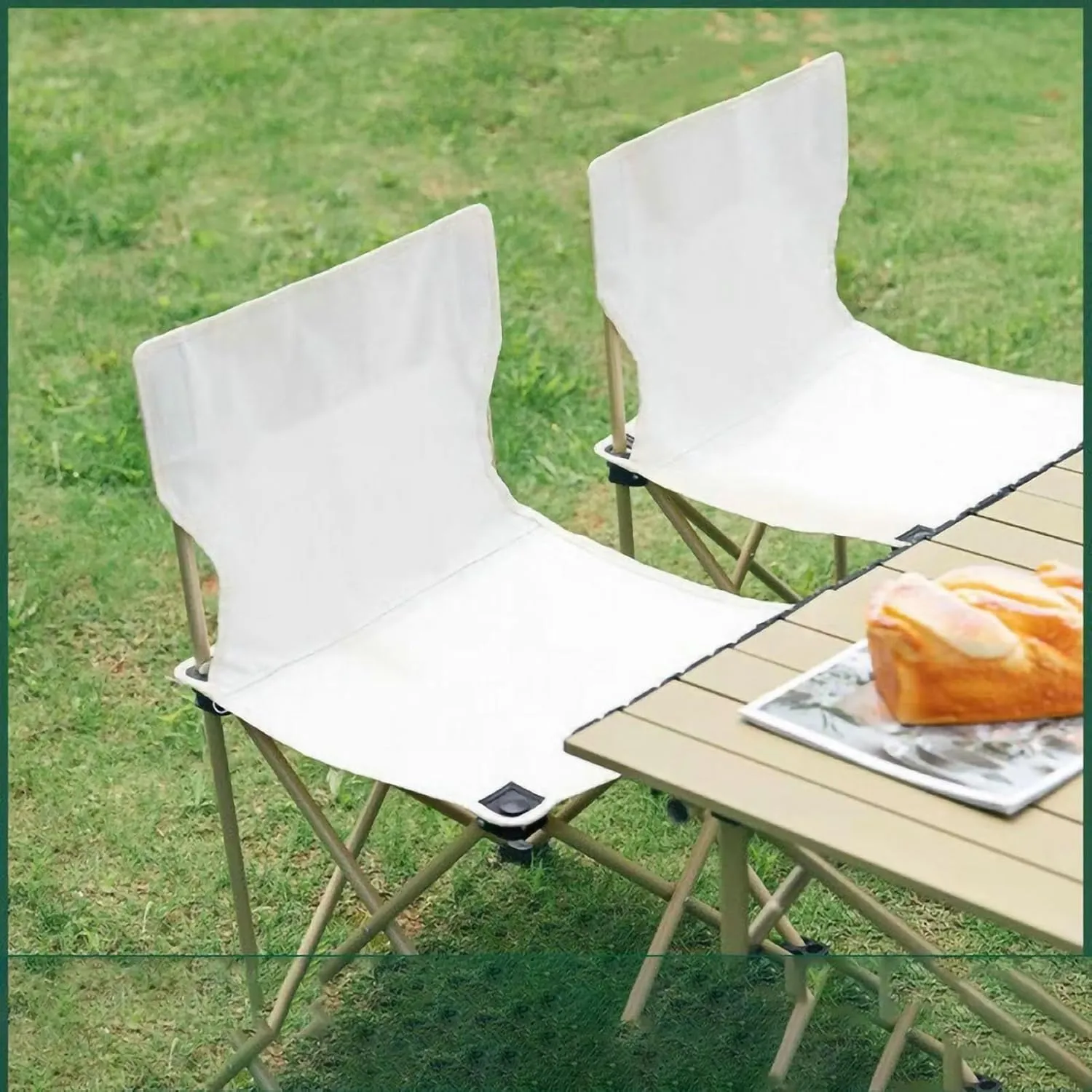 Camping Folding Chair Outdoor Rocker Camping Chair Iron Tube Oxford Cloth Portable Oversized Folding Director Chair for Leisure Beach Picnic (Beige 39x39x65cm/15.35x15.35x25.59in)