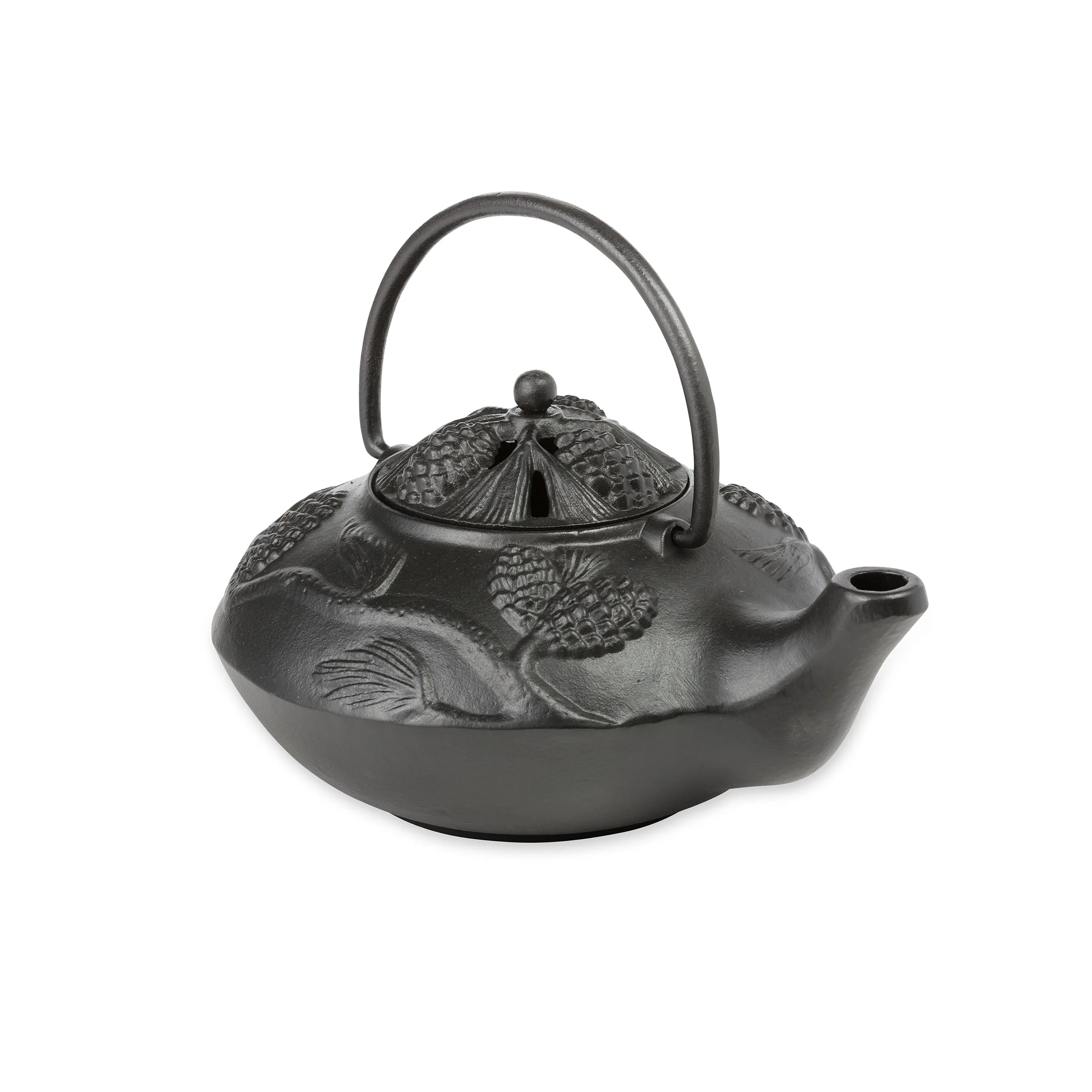 Cast Iron Wood Stove Kettle Steamer with Pine Cone Design