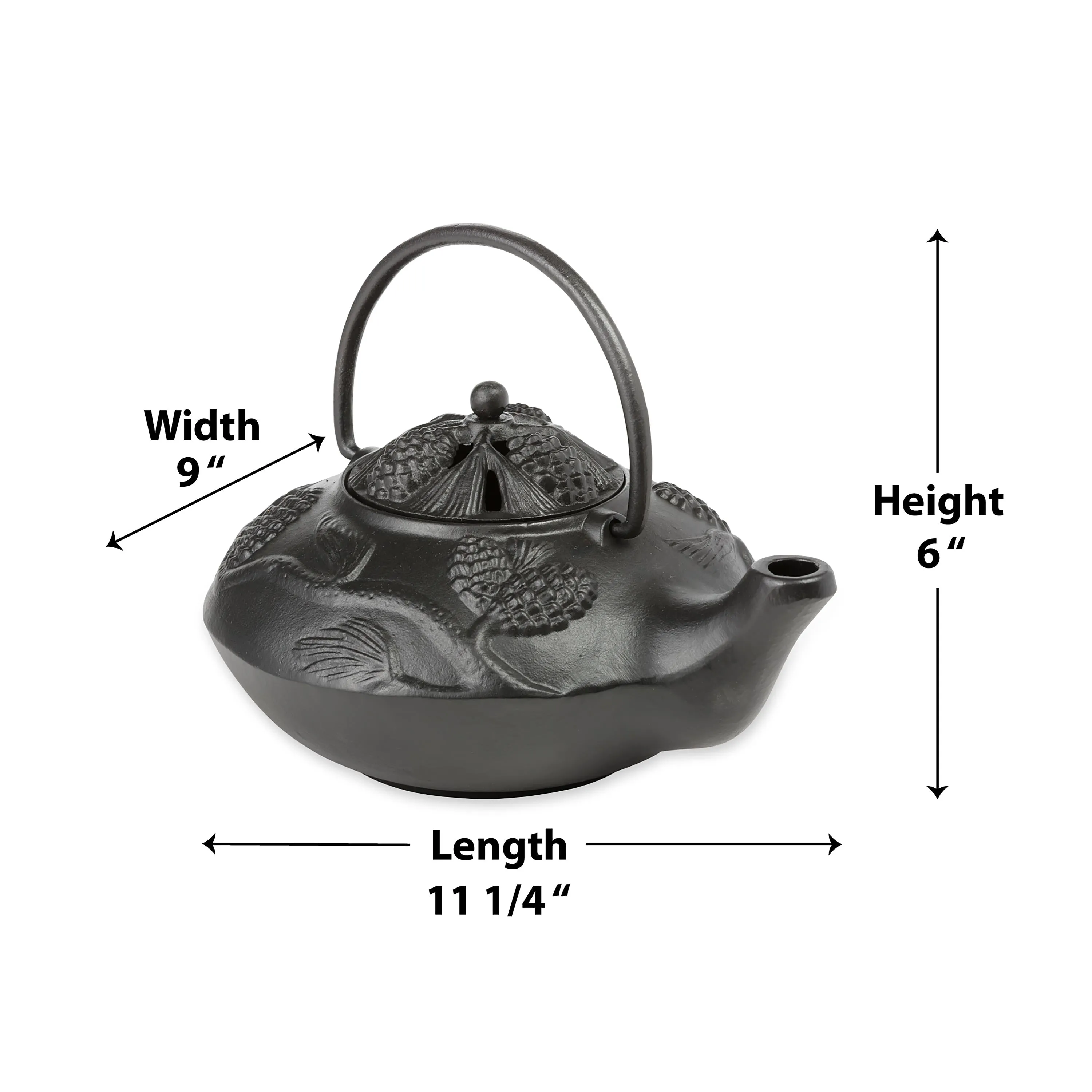 Cast Iron Wood Stove Kettle Steamer with Pine Cone Design