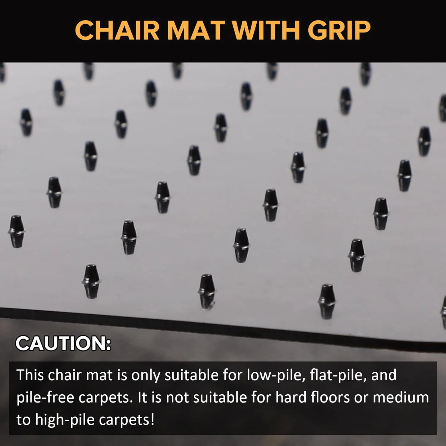 Chair Mat for Carpet, 60" x 46" Large Chair Mat for Carpeted Floors, Heavy Duty Floor Protector Rolling Computer Desk Mat with Grips, Vinyl Floor Mat for Home Office (Black)