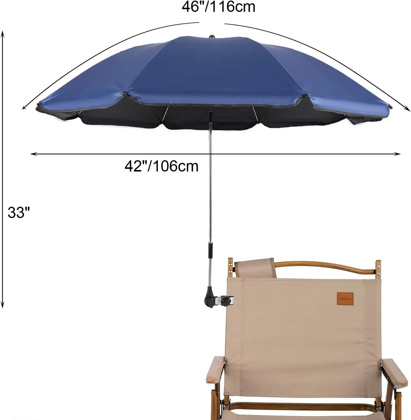 Chair Umbrellas with Universal Adjustable Clamp,Clip on Parasol Sun Shade for Patio Beach Wheelchairs Golf Carts