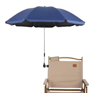 Chair Umbrellas with Universal Adjustable Clamp,Clip on Parasol Sun Shade for Patio Beach Wheelchairs Golf Carts