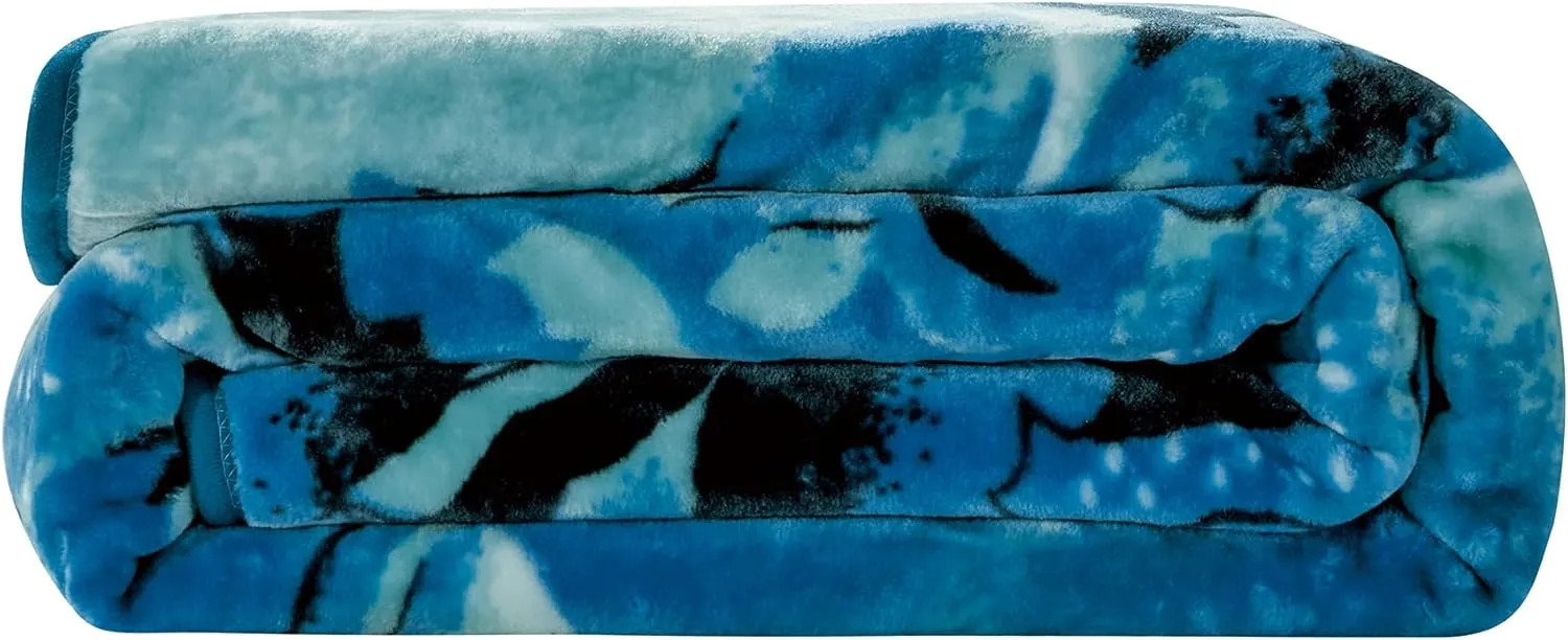 Chezmoi Collection Heavy Single Ply 9 Lbs Korean Style Faux Mink Blanket, Reversible 750GSM Thick Silky Soft Plush Raschel Mink Blanket, 85" x 95" King, Dolphins